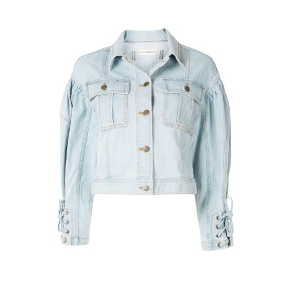 Ulla Johnson Atticus Jean Denim Jacket Womens P 0 Blue Cropped Button Down Coat - Picture 11 of 11